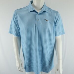 Southern‎ Tide Short Sleeve Golf Polo Shirt Mens L Blue Longhorn Checkered